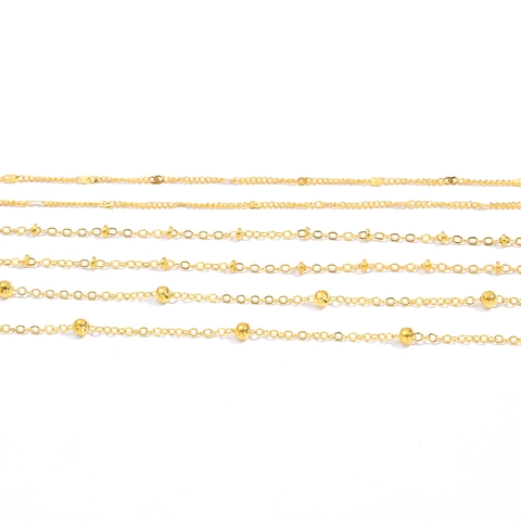 Iron O-Link Bead Chain Encrypted Chain For DIY Eyewear Chain Lanyard Earphone Jewelry Making Accessories Gold Silver Electroplated Metal Chain