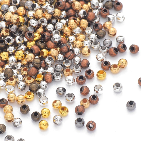 Iron Round Spacer Beads For DIY Jewelry Making Crafts Electroplated Metallic Gold Silver Loose Beads Accessories