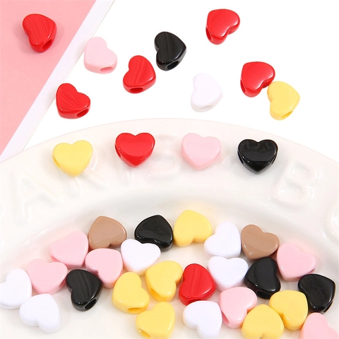 Perle in Acrilico a Forma di Cuore Foro Grande Perline Distanziatrici per Creazione Gioielli Fai da Te Bracciali Collane