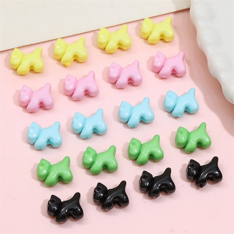 Cute Acrylic Scottish Terrier Dog Shaped Beads Colorful Solid Matte Beads For Bracelet Necklace Jewelry Making Handmade Craft