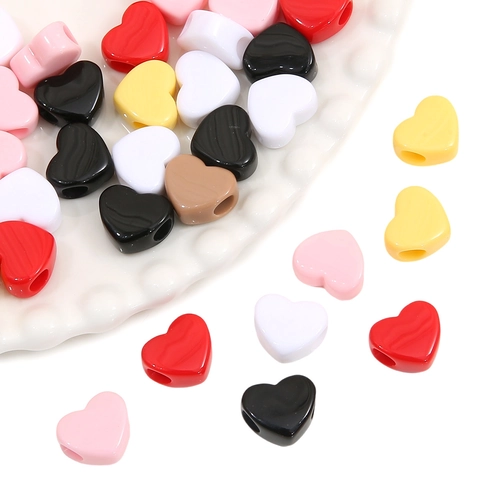 Perle in Acrilico a Forma di Cuore Foro Grande Perline Distanziatrici per Creazione Gioielli Fai da Te Bracciali Collane