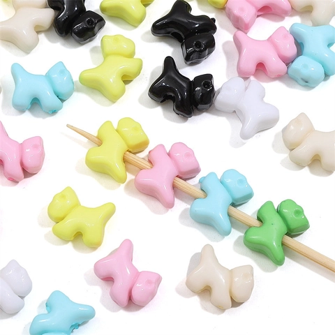 Cute Acrylic Scottish Terrier Dog Shaped Beads Colorful Solid Matte Beads For Bracelet Necklace Jewelry Making Handmade Craft