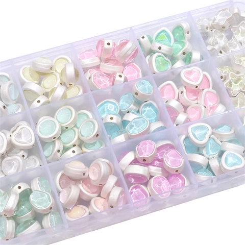 Perles en Alliage de Verre DIY Forme Cœur Étoile Pour Création de Bijoux Breloques Couleur Macaron Pour Bracelet Collier Accessoires Faits Main