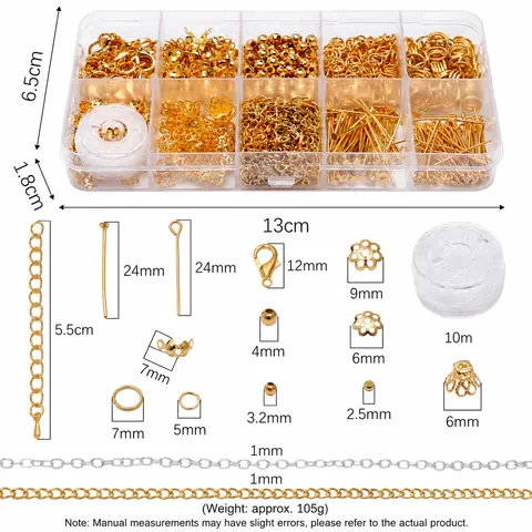 Juego de 820 Piezas para Crear Joyas DIY Accesorios Con Cierres de Langosta Anillos de Salto para Collares Pulseras