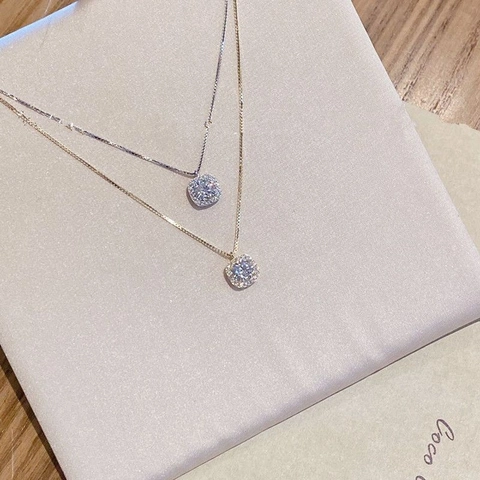 925 Sterling Zilver Vierkante Halo Zirkonia Hanger Ketting Elegante Sleutelbeen Box Ketting Sieraden Voor Vrouwen Cadeau