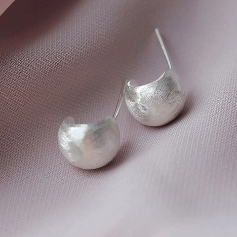 Orecchini a Lobo Curvi Lucidati in Argento Sterling 925 da Donna Minimalista Geometria di Nicchia Gioielli di Moda