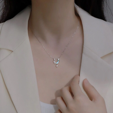 Collar Con Colgante De Estrella Y Luna De Plata De Ley 925 Para Mujer Elegante Collar De Cadena De Clavícula Con Dijes De Estrella Y Strass