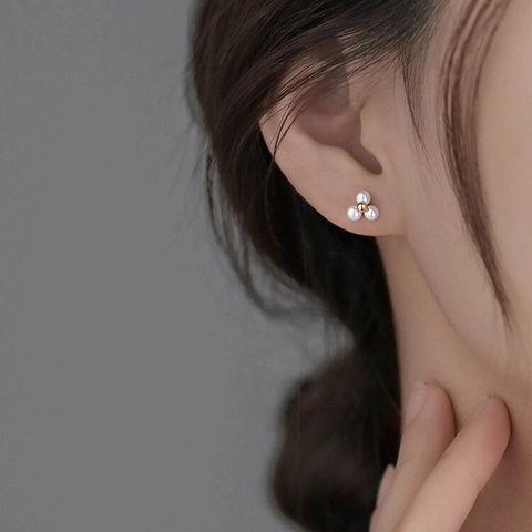 Orecchini a Bottone in Argento Sterling 925 con Perle Artificiali a Fiore Oro Rosa Minimalisti Piccoli Orecchini Floreali da Donna Gioielli Quotidiani