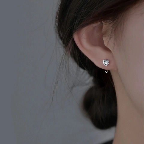 Minimalistische S925 Sterlingsilber Herzohrstecker Mit Zirkonia Eingelegt C-Form Ohrhaken Ohrringe Für Damen Täglich Schmuck