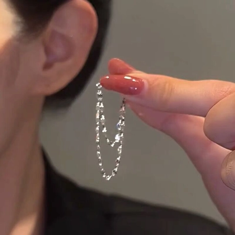 S925 Sterling Silver Shiny Double-layer Lip Chain Tassel Earrings For Women Light Luxury Minimalist Dangle Drop Earrings