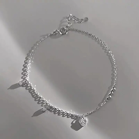 925 Sterling Silver Heart Bracelet For Women Elegant Light Luxury Adjustable Rhinestone Inlaid Fashion Jewelry Hand Accessory