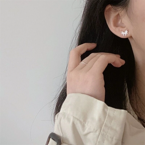 S925 Sterling Silver Irregular Lava Texture Butterfly Stud Earrings For Women Minimalist Liquid Metal Rhinestone Jewelry