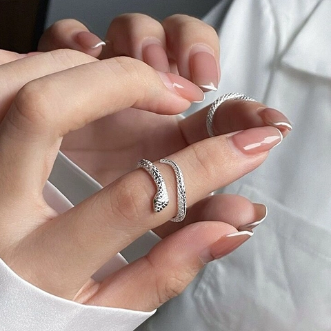 925 Sterlingsilber Schlangenring Mit Grünen Zirkonia Augen Verstellbare Schuppenstruktur Tier Wickelring Damen Schmuck