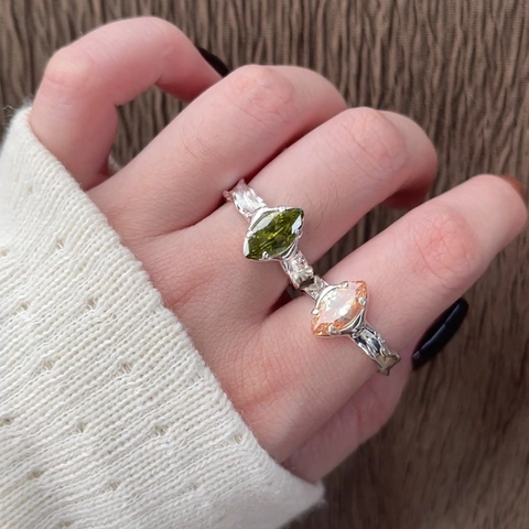 925 Sterlingsilber Marquise Zirkonia Offener Ring Für Damen Verstellbar Unregelmäßige Textur Geschmolzenes Design Eleganter Schmuck