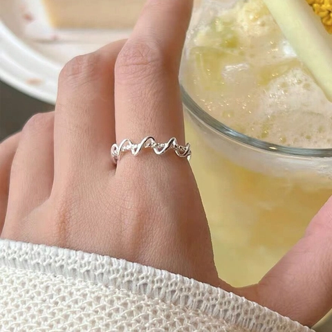 925 Sterling Zilver Omwikkelde Gevlochten Lijn Open Ring Voor Dames Minimalistisch Verstelbare Strass Vingerring Sieraden