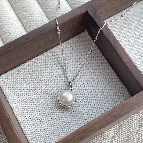 925 Sterlingsilber Einzelne Süßwasserperle Anhänger Halskette Für Damen Elegante Polierte Satellitenkette Mode Schmuck Geschenk