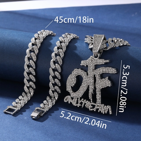 Collana con Ciondolo a Lettera Hip Hop di Lusso Lega con Strass Catena Cubana per Uomo Donna Gioielli Streetwear