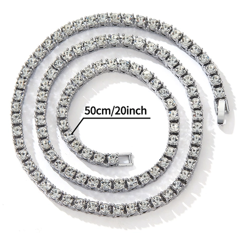 Collar de Cadena Tennis Hip Hop de Aleación de Zinc con Strass Bañado en Oro Plata Oro Rosa Joyería de Circonita para Hombre Mujer
