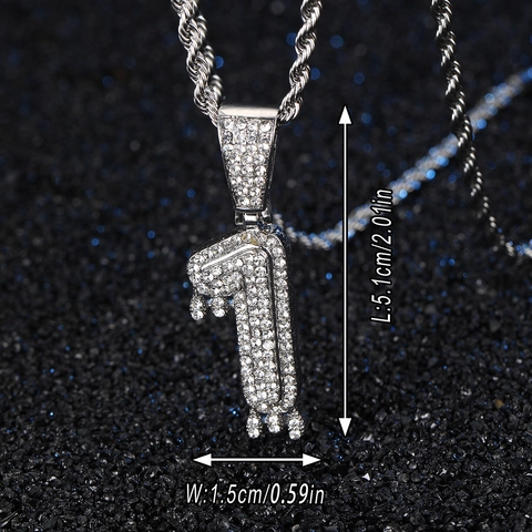 Hip Hop Legierung Zirkonia Tropf Nummer Anhänger Halskette Für Herren Damen Iced Out Digital Schmelzeffekt Schmuck Mit Kordelkette