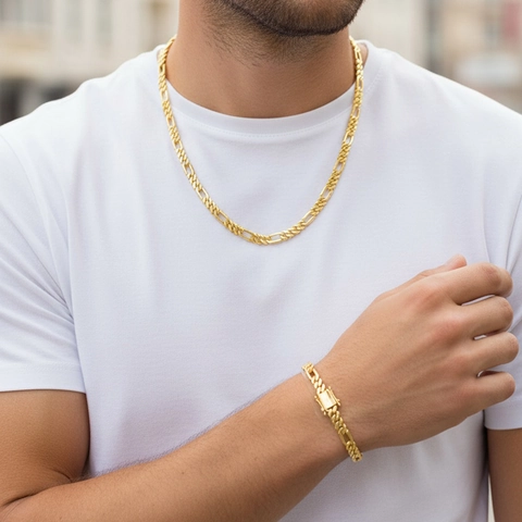 Hip Hop Figaro Cuban Link Chain Jewelry For Men Women Gold Silver Plated Copper Necklaces Bracelet Urban Streetwear Accessories