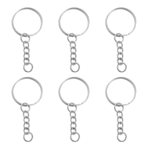 Minimalist Iron Split Key Ring With Link Chain For DIY Jewelry Making Findings Silver Tone Metal Keyring Accessories For Crafts