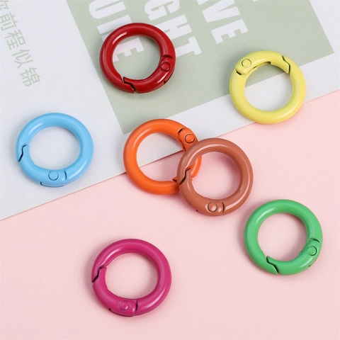 Anillos de Resorte Redondos de Aleación Pintados Colores de Caramelo Accesorios para Llaveros Bolsos Ganchos Conectores DIY