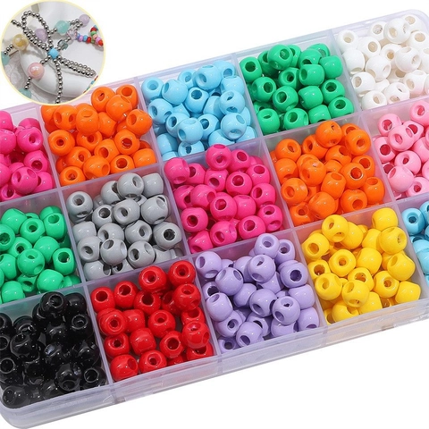 Perles en Acrylique Couleur Unie Grosses Perles à Trous pour la Fabrication de Bijoux DIY Bracelet Collier Accessoires