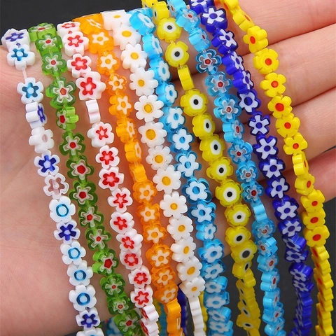 Cuentas de Vidrio Lampwork Millefiori Vintage Redondas Cuentas Sueltas Para Collar Pulsera Joyería Hecha A Mano DIY Accesorios