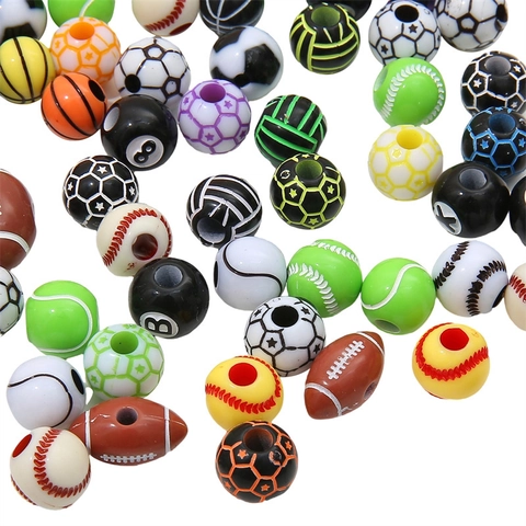 Acryl Sportbal Kralen Honkbal Basketbal Voetbal Biljart Pool 8 Kralen Voor DIY Sieraden Armband Ketting Maken