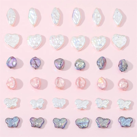 Perles Artificielles Iridescentes Vintage Baroque Cœur Papillon Irrégulières Perles en Vrac Pour DIY Collier Bracelet