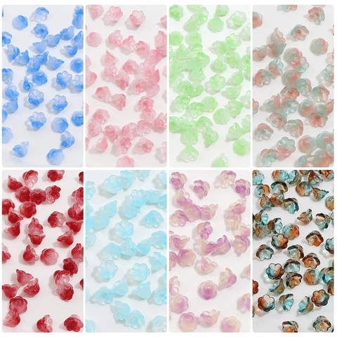 Frosted Gradient Lily Of The Valley Beads Flower Shape Glass Lampwork Loose Beads For DIY Necklace Bracelet Jewelry Making Accessory