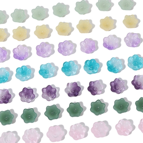 Frosted Gradient Lily Of The Valley Beads Flower Shape Glass Lampwork Loose Beads For DIY Necklace Bracelet Jewelry Making Accessory