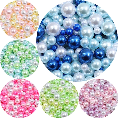 Tamaños Mixtos 3-8mm ABS Perlas Artificiales Sin Agujero Perlas Redondas Para DIY Fabricación de Joyería Artesanía Ropa Decoración de Caja Cosmética