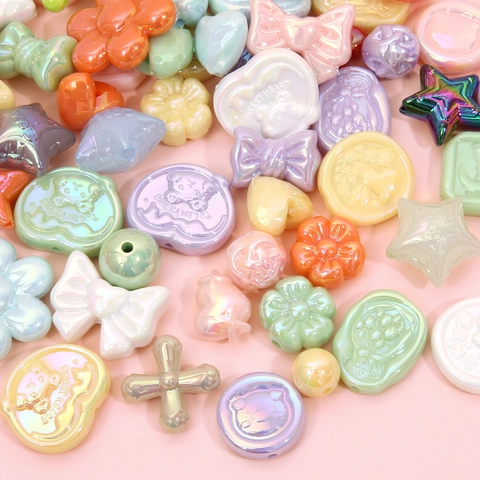 Perline in Acrilico Perlato Colore Macaron Forme Miste Accessori Gioielli Fai da Te Perline Coniglio Cuore Stella Orso