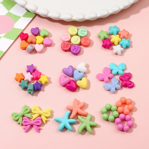 Acrylic Macaron Colorful Beads Star Heart Butterfly Letter Shape For DIY Jewelry Making Bracelet Necklace Phone Chain Accessories