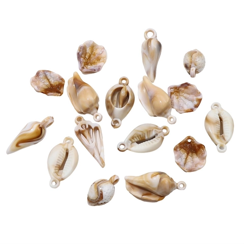 Acrylic Ocean Shell Scallop Conch Pendants DIY Imitation Marble Charms For Jewelry Making Necklace Bracelet Accessory
