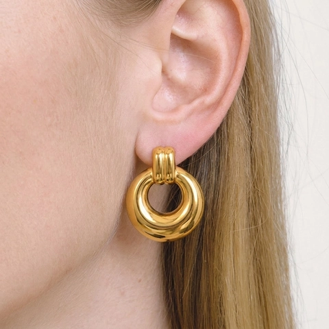 Geometrische Cirkel Oorbellen Roestvrij Staal Waterdicht Hypoallergeen Dikke Hoops Tweekleurig Mode Sieraden Voor Dames