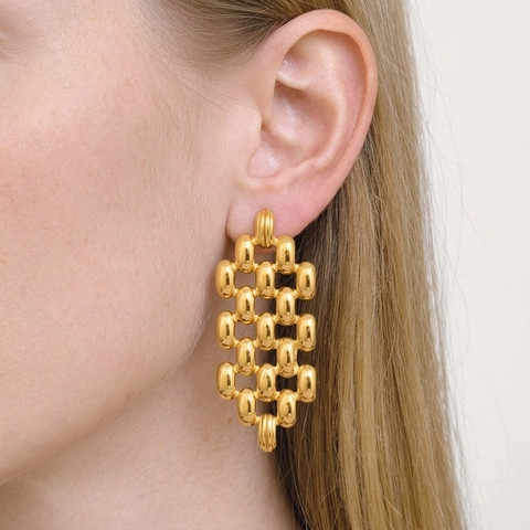 Stainless Steel Geometric Woven Chain Link Earrings Waterproof Hypoallergenic Fashion Niche Jewelry For Women Gold Silver Color