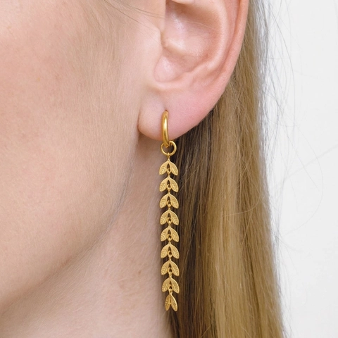 Blatt Quaste Hängeohrringe 304 Edelstahl 18K Vergoldet Wasserdicht Hypoallergen Elegant Mode Schmuck Für Frauen