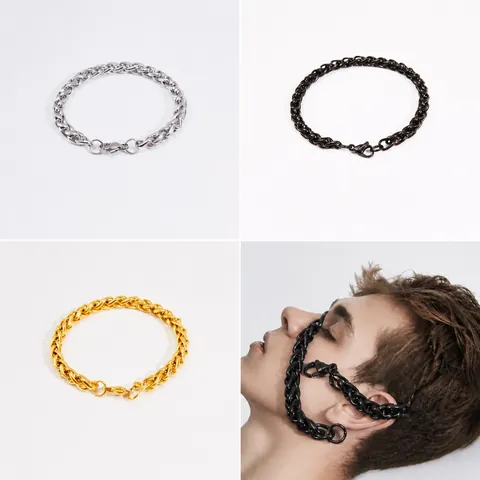 Titanium Steel Dragon Bone Chain Bracelet For Men Women Minimalist 6mm Wheat Chain Fashion Jewelry Gold Silver Black Bracelet