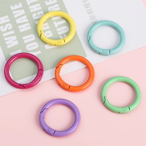 Colorful Alloy Round Spring Ring Buckle DIY Handmade Phone Chain Keychain Hook Accessory For Bag Decoration