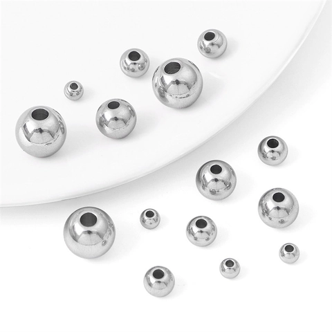 Perline Distanziatrici Rotonde Lisce in Acciaio Inossidabile Per Bracciale Collana DIY Produzione Gioielli Artigianali Oro Argento