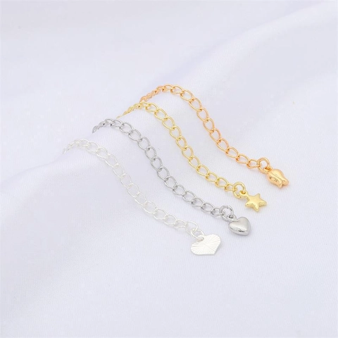 Cobre Bañado en Oro 14K 18K Ajustable Collar Pulsera Cadena de Extensión Corazón Estrella Tulipán Cadena de Cola para Joyería