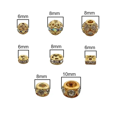 DIY Jewelry Making Rhinestone Spacer Beads Electroplated Alloy Rondelle Wheel Round Beads For Bracelet Necklace Findings