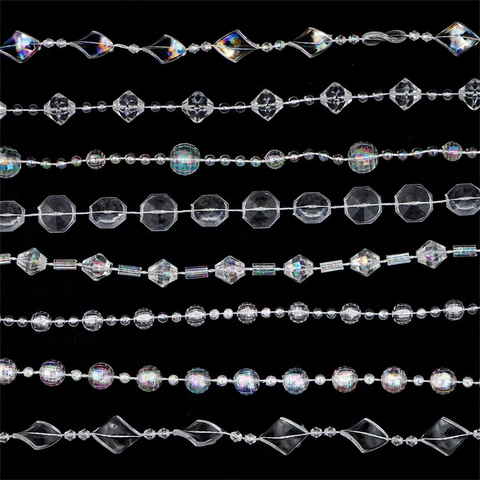 Acrylic Crystal Bead Chain Iridescent AB Color Transparent Plastic Bead Strand For Wedding DIY Party Home Decoration