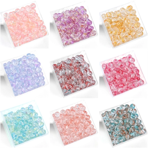 Dreamy Jelly Bubble Two-tone Glass Round Loose Beads DIY Handmade Bracelet Necklace Jewelry Making Findings Aurora Iridescent Material
