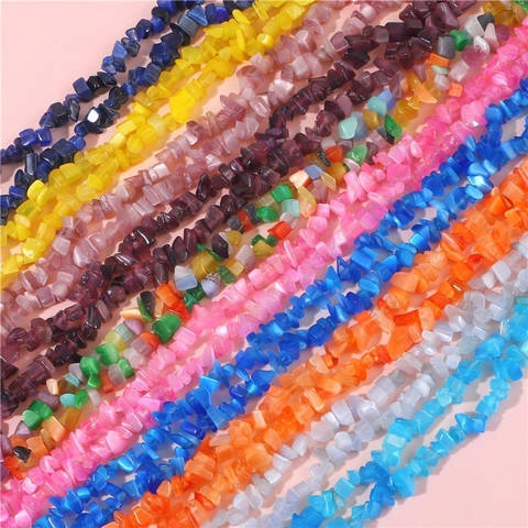 Perles en Pierre Concassée Oeil de Chat Irrégulières pour la Fabrication de Bijoux DIY Bracelet Collier Accessoires de Chaîne de Téléphone