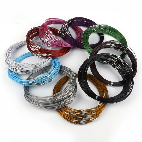 Steel Wire Choker Necklace With Screw Clasp For DIY Jewelry Making Colorful Round Neck Wire Choker Accessory For Women Men