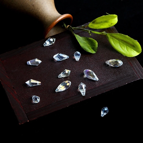 Perles en Verre Facetté Goutte d'eau Coupe Rhombus Couleur AB Cristal Perles en Vrac Trou Latéral Bijoux DIY Accessoires Vêtement