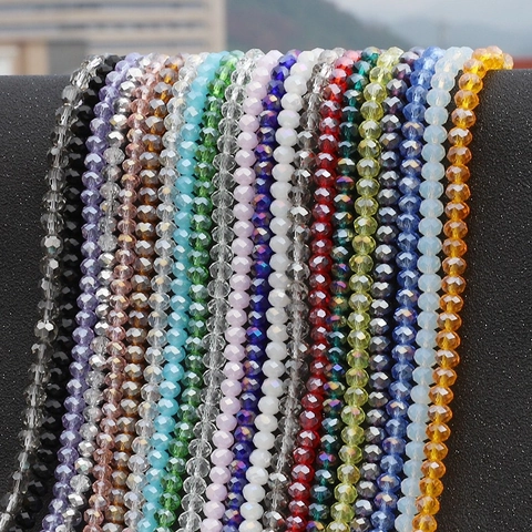 Cuentas Rondelle de Vidrio Facetado de 2mm para Fabricación de Joyas Accesorio de Collar de Pulsera Hecho a Mano DIY